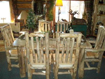 Williams Log Cabin Furniture, Cabin Dining Table And Chairs